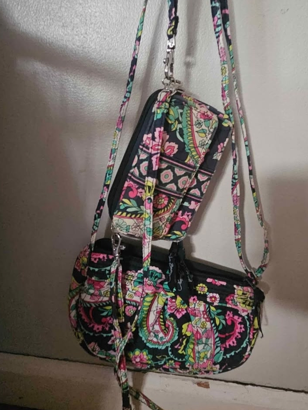 Vera Bradley Floral Paisley Crossbody Bag With Wristlet Wallet